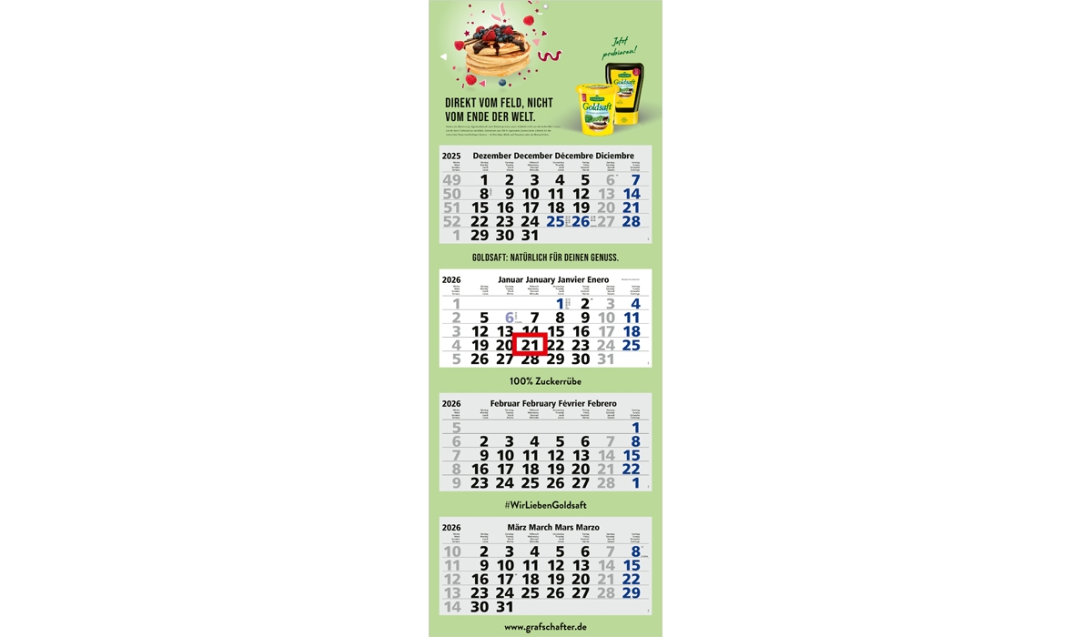 4-month calendar 2026 Quadro Light 4 Standard