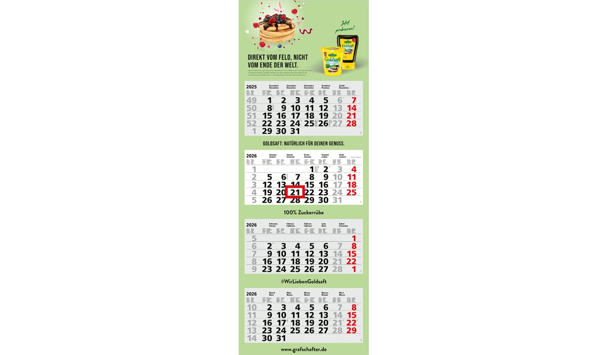 4-month calendar 2026 Quadro Light 4 Standard
