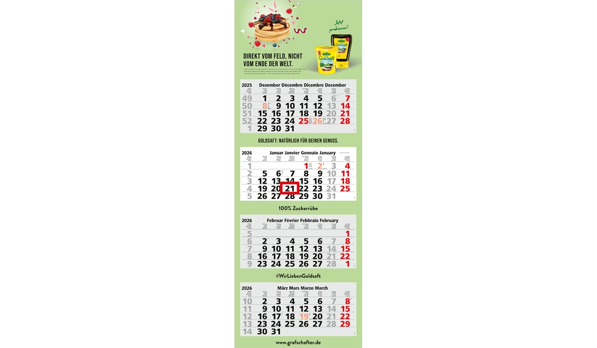4-month calendar 2026 Quadro Light 4 Standard