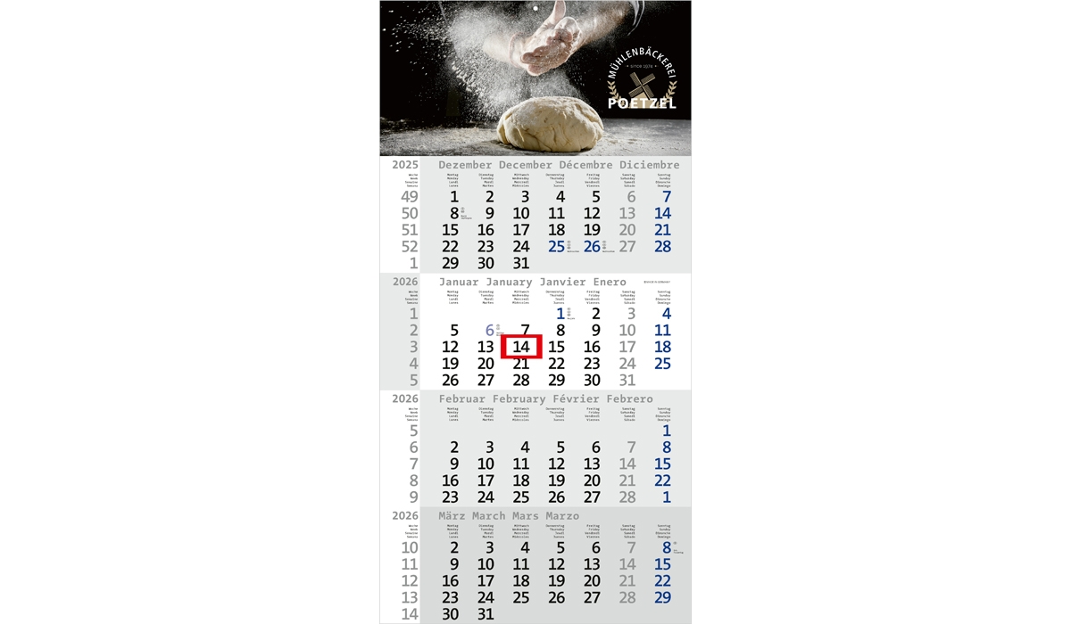 4-Monatskalender 2026 Rational 4