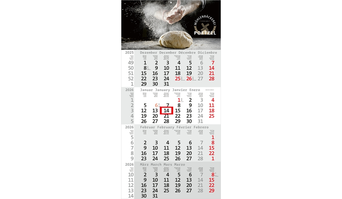 4-Monatskalender 2026 Rational 4