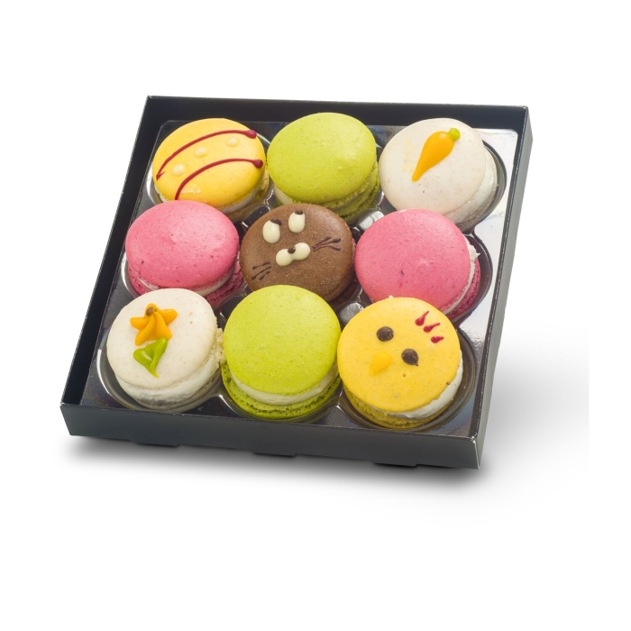 Geschenkartikel / Präsentartikel: Bunte Oster-Macarons, 90 g