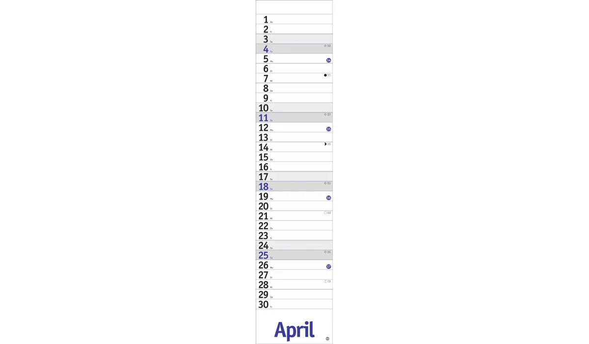advertising calendar: Planners Long blue 2027