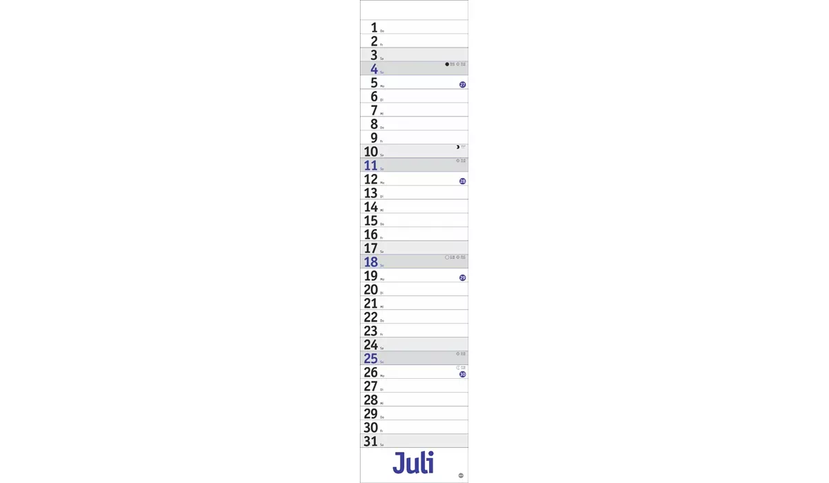advertising calendar: Planners Long blue 2027