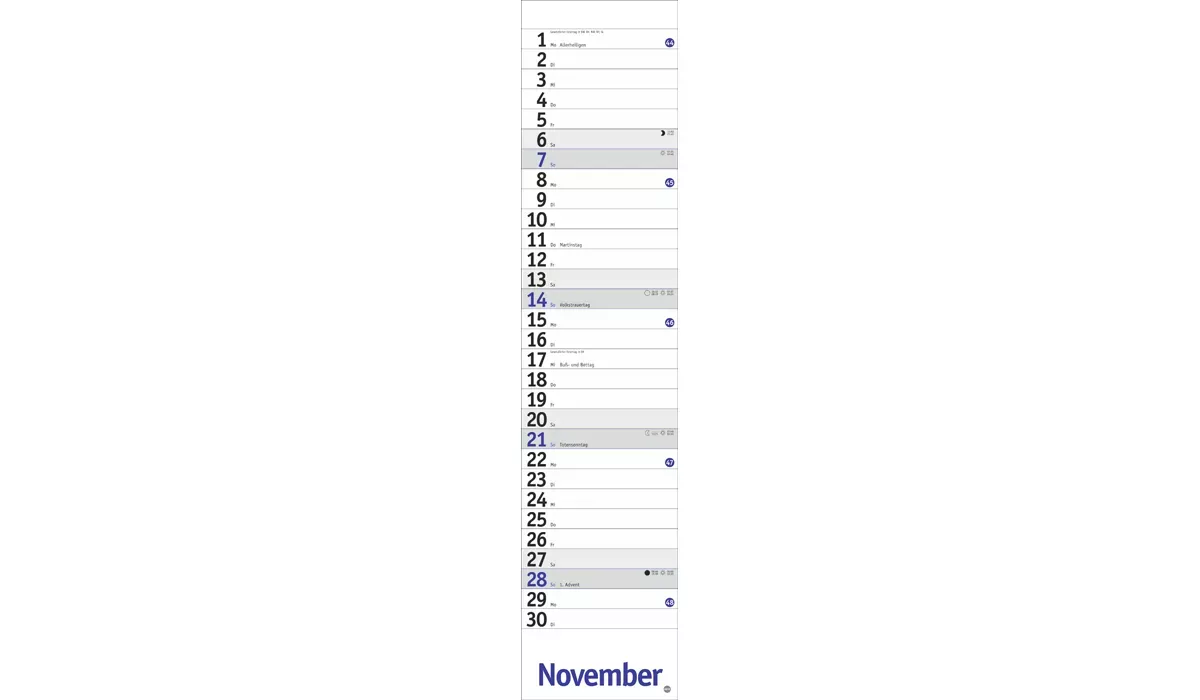 advertising calendar: Planners Long blue 2027
