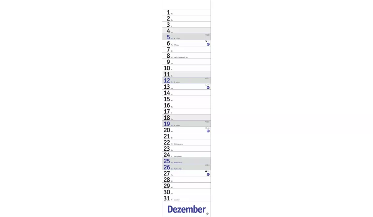 advertising calendar: Planners Long blue 2027
