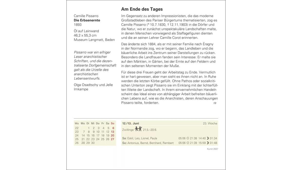 advertising calendar: Art calendar 2027