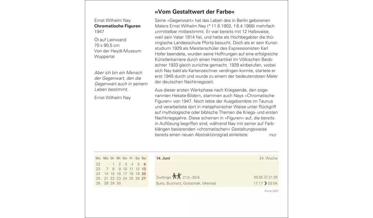 advertising calendar: Art calendar 2027