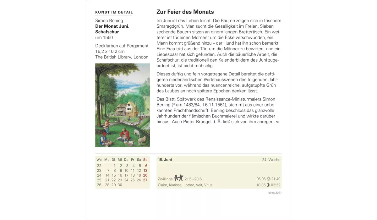 advertising calendar: Art calendar 2027