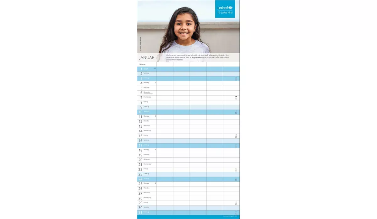 UNICEF Familienplaner Kalender 2027