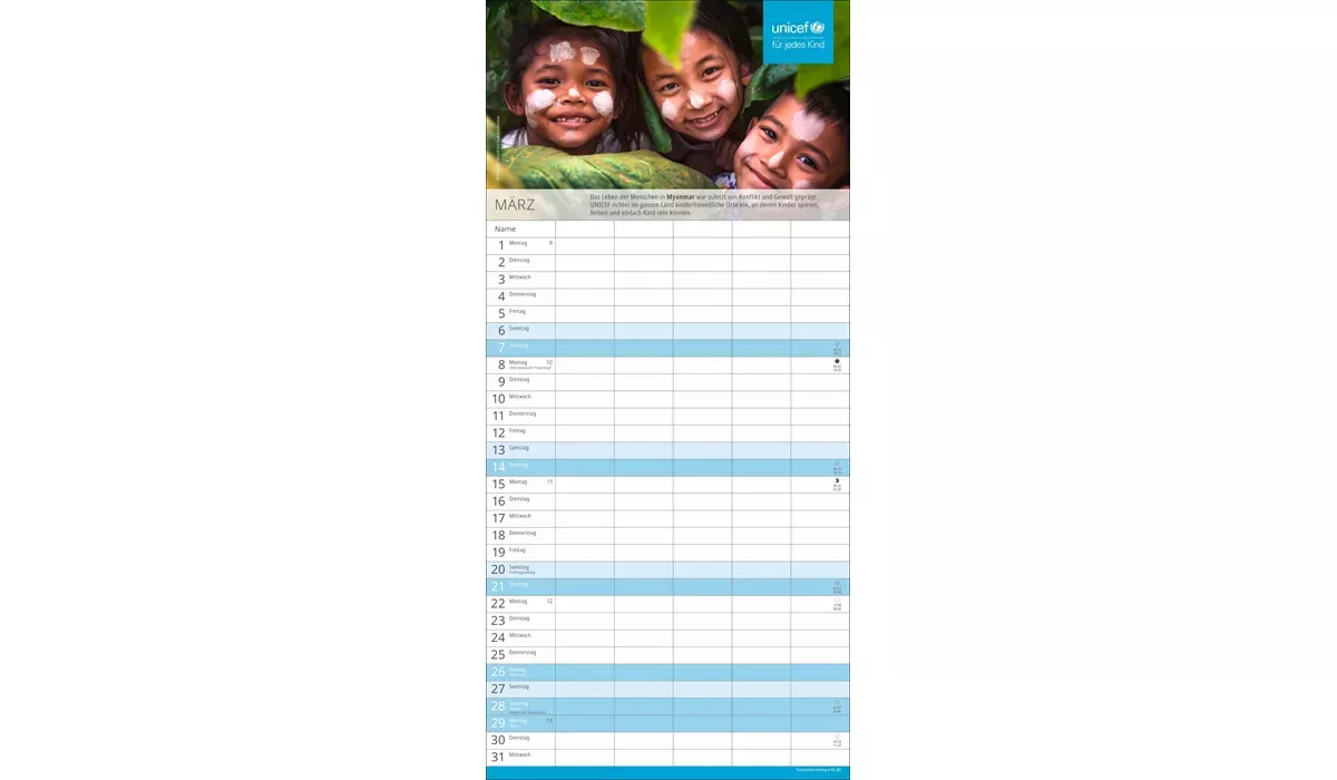 UNICEF Familienplaner Kalender 2027
