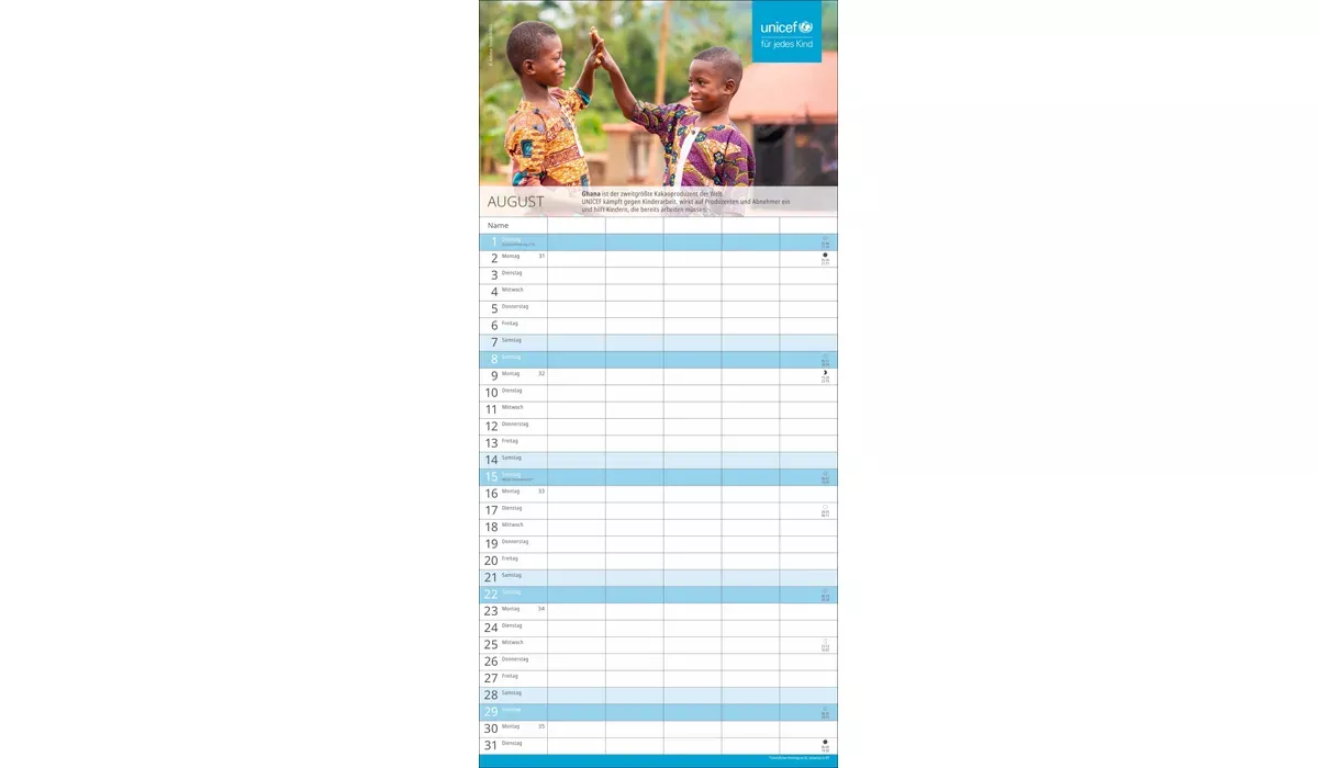 UNICEF Familienplaner Kalender 2027