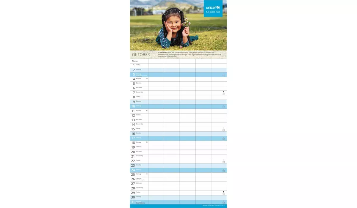 UNICEF Familienplaner Kalender 2027