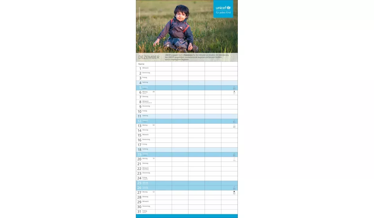 UNICEF Familienplaner Kalender 2027