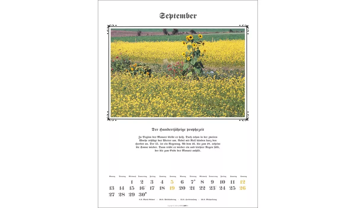Weingarten Der Hundertjährige Kalender 2027