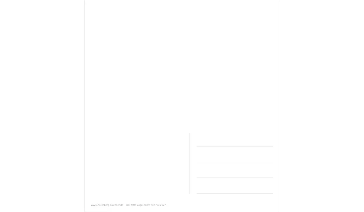 advertising calendar: The Fat Bird Breaks The Branch Postcard Calendar 2027