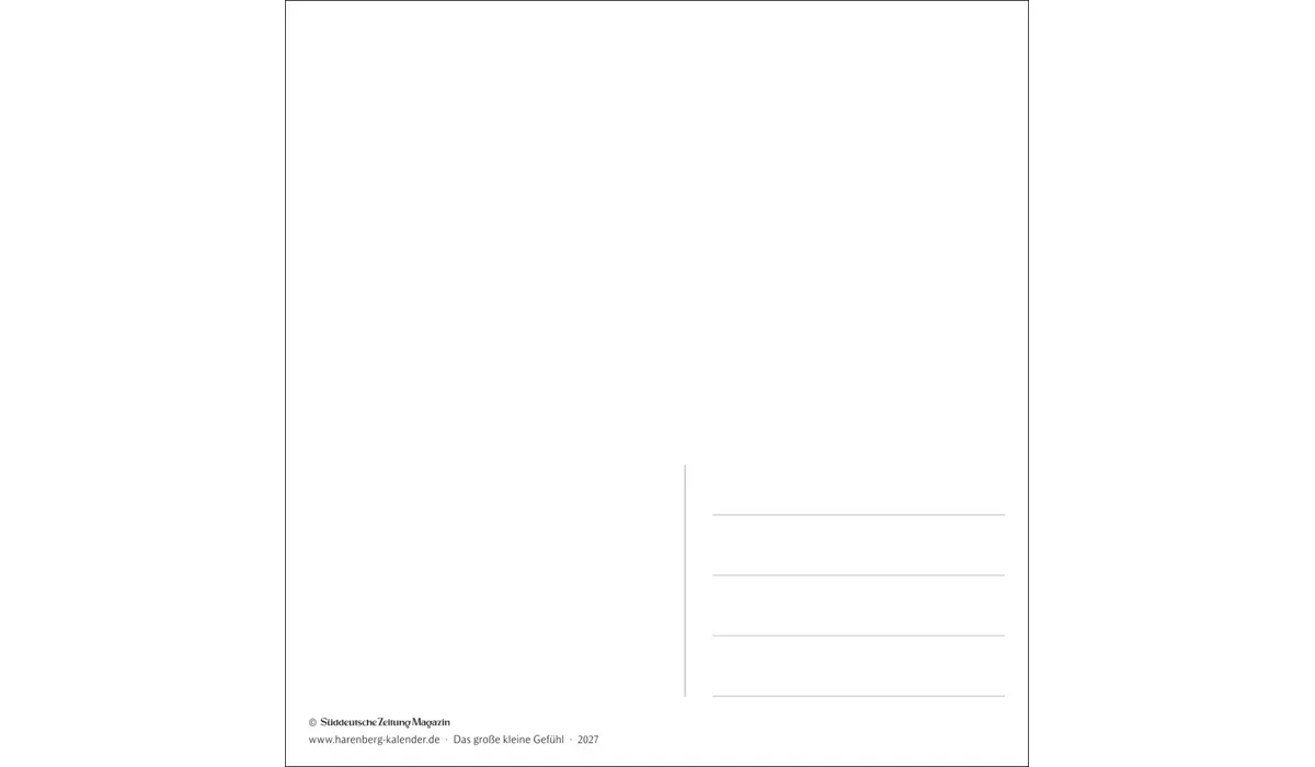 advertising calendar: The Big Little Feeling premium postcard calendar 2027