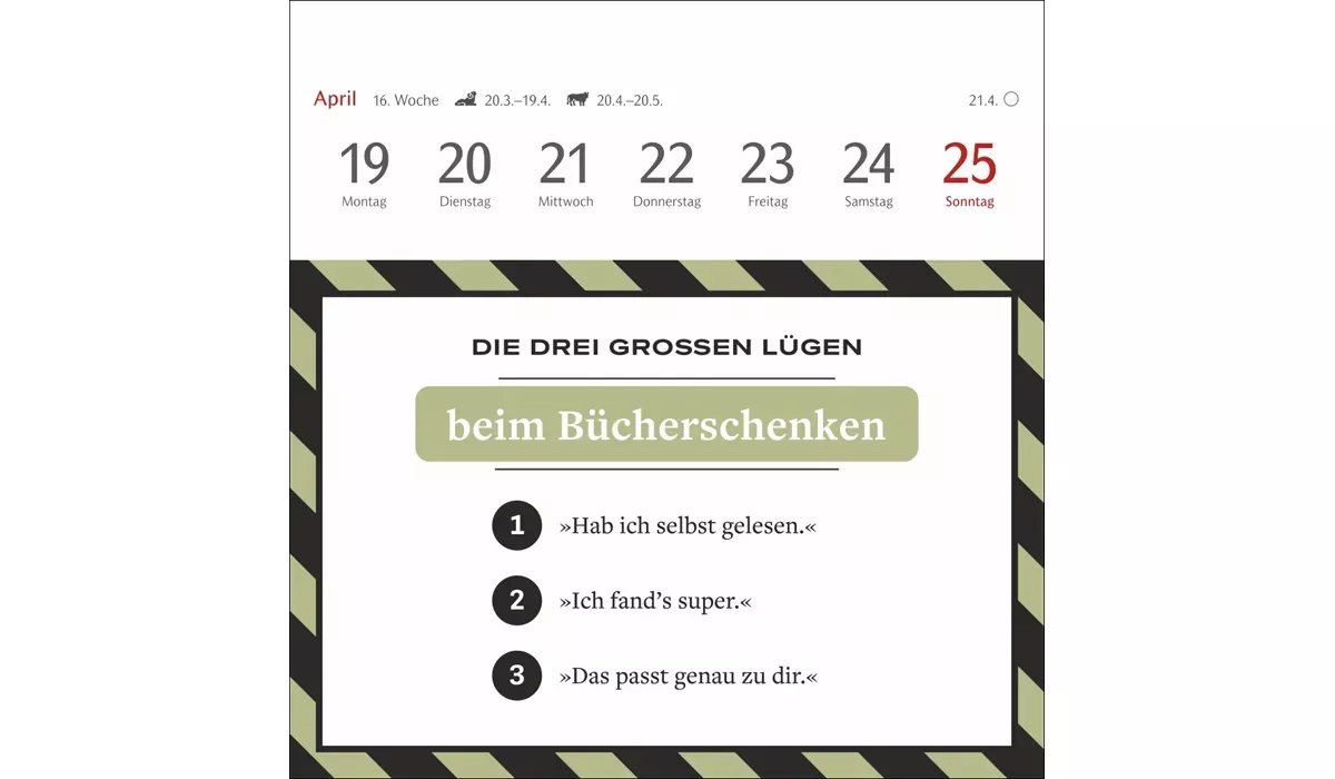 advertising calendar: The Three Big Lies premium postcard calendar 2027