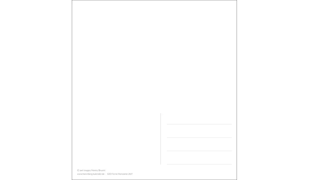 advertising calendar: GEO distant horizons postcard calendar 2027