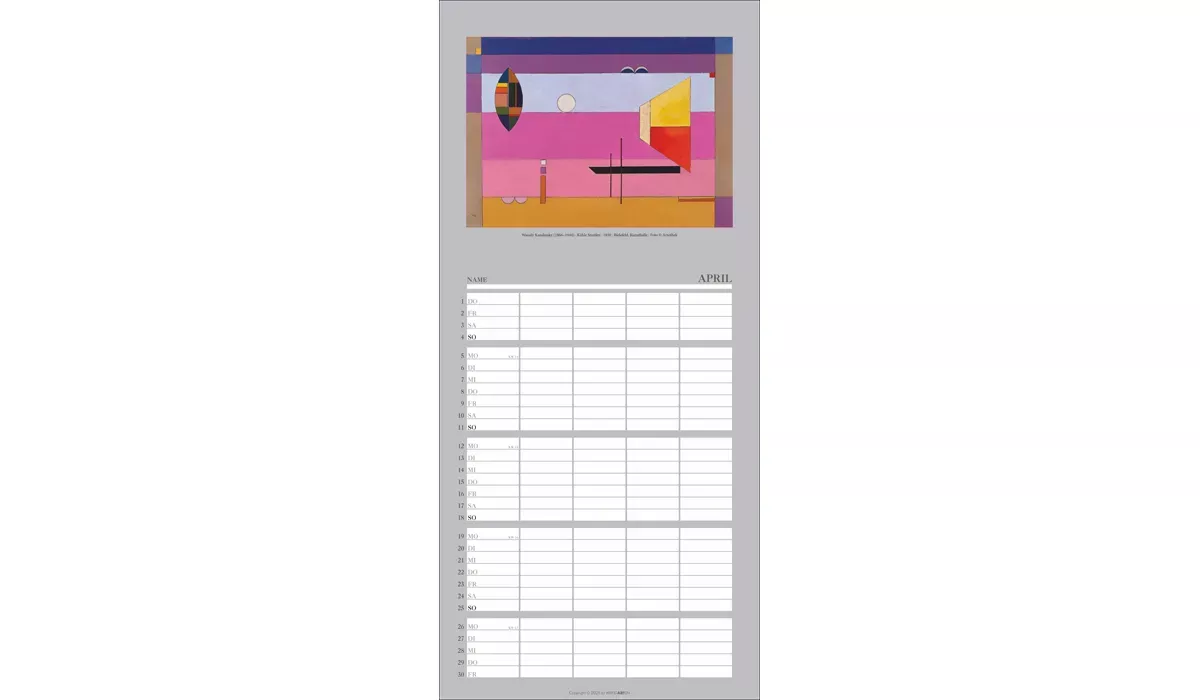 advertising calendar: Art family planner 2027