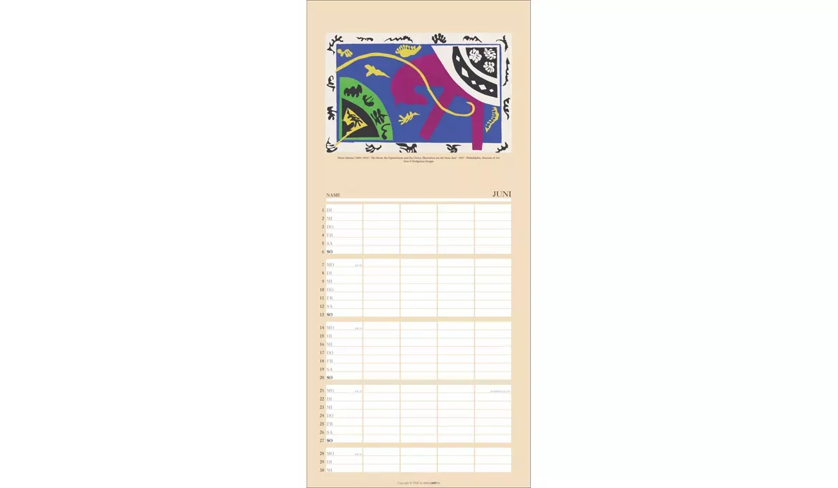 advertising calendar: Art family planner 2027