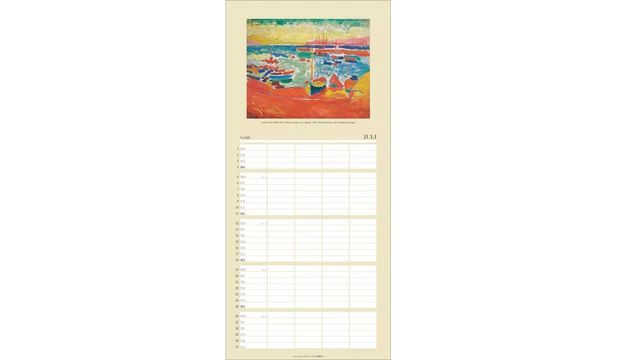 advertising calendar: Art family planner 2027
