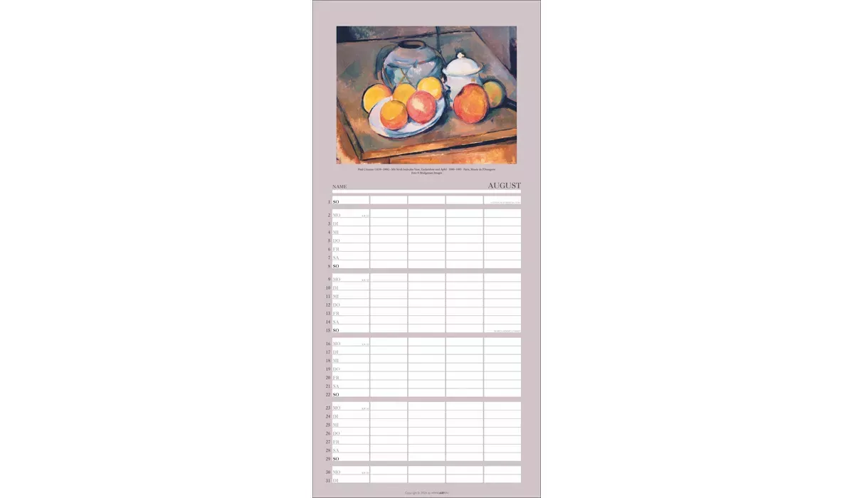advertising calendar: Art family planner 2027