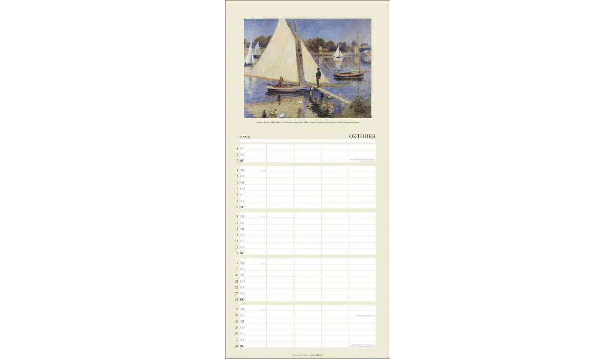 advertising calendar: Art family planner 2027