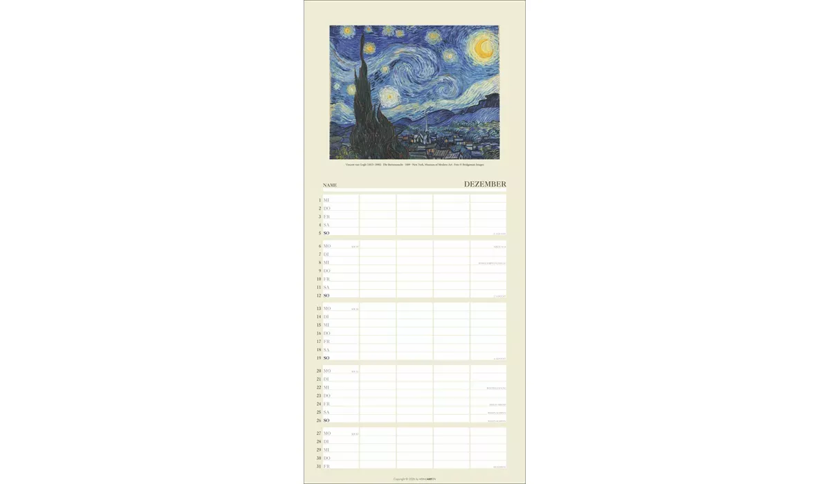 advertising calendar: Art family planner 2027