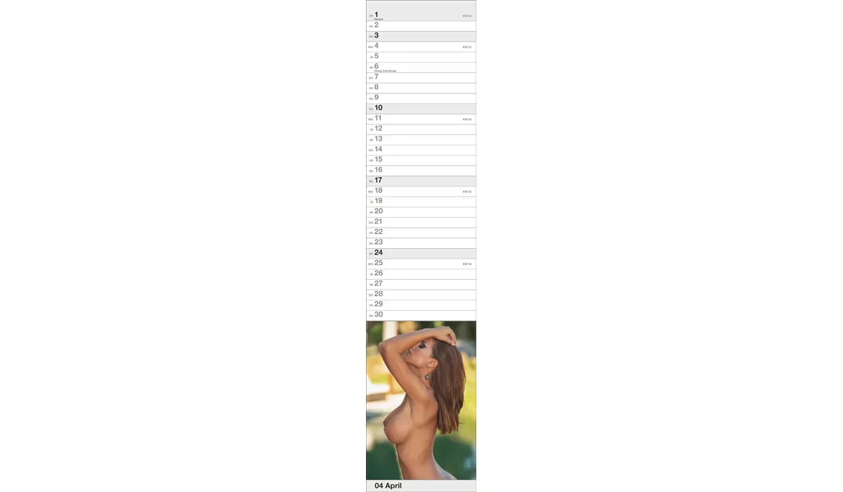 advertising calendar: Women strip planner 2027