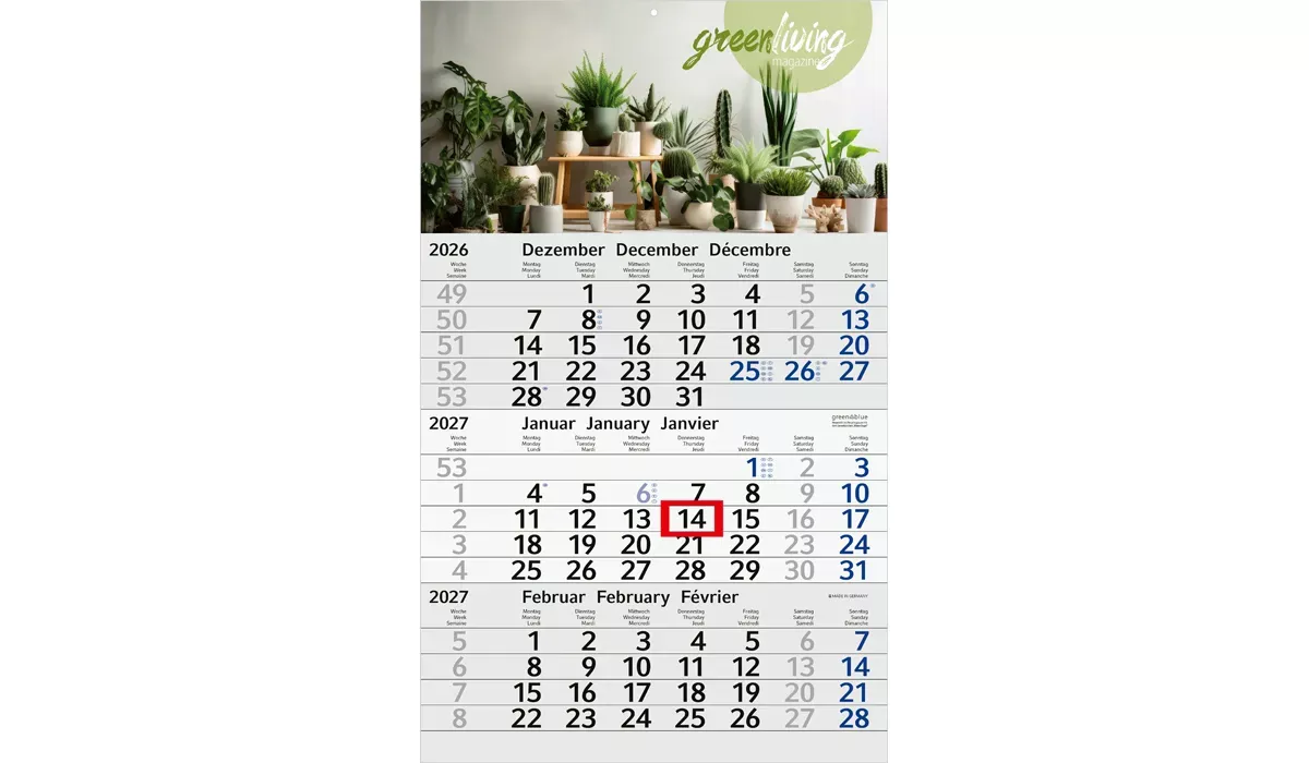 3-month calendar 2027 Budget 3 recycling
