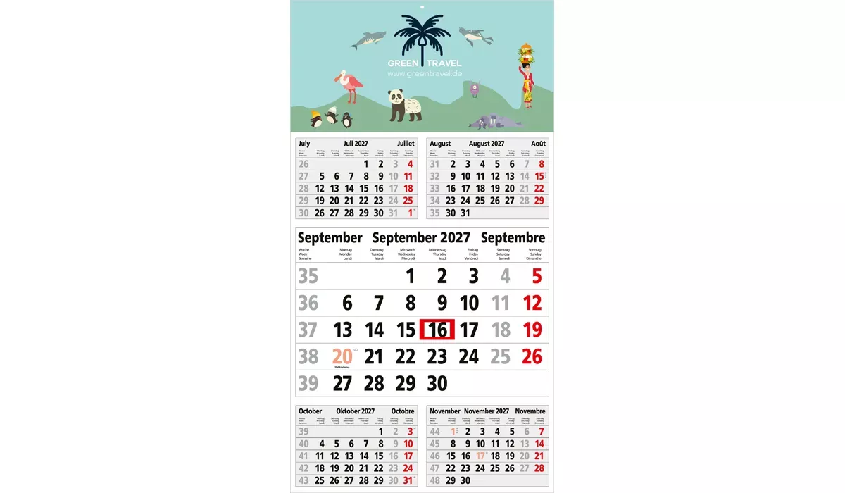 5-month calendar 2027 Budget 5