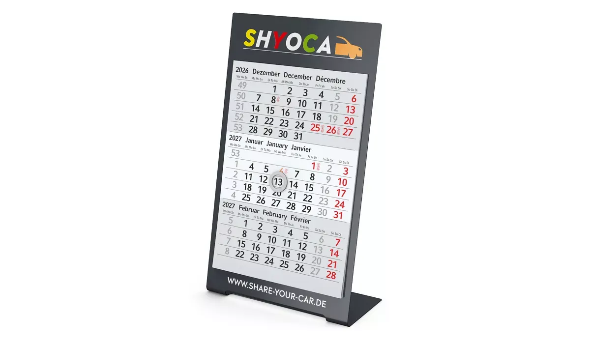 3-Monatskalender 2027 Desktop 3 Color 2-Jahre