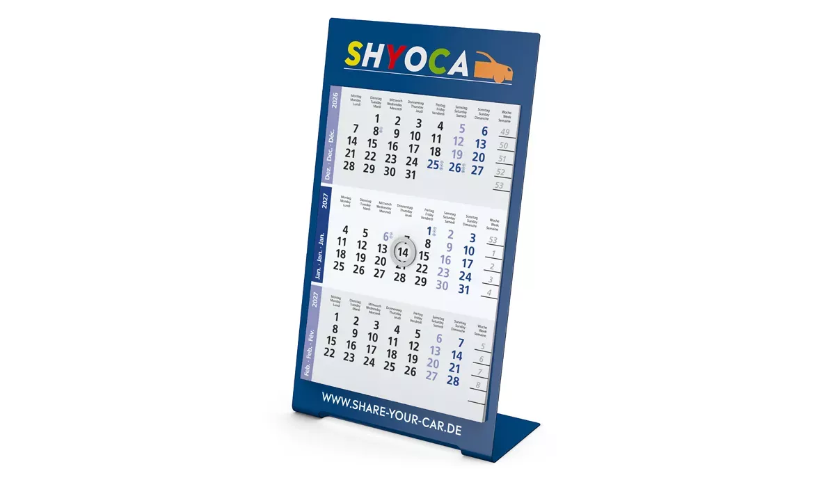 3-Monatskalender 2027 Desktop 3 Color 2-Jahre