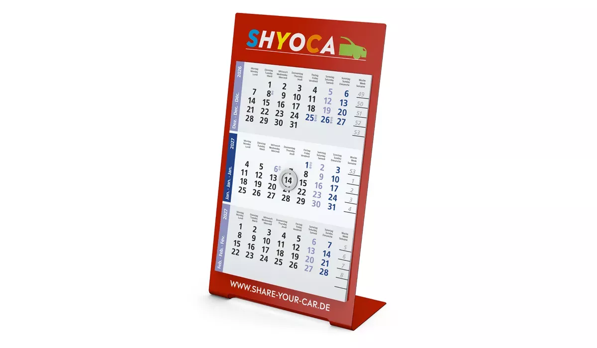 3-Monatskalender 2027 Desktop 3 Color 2-Jahre