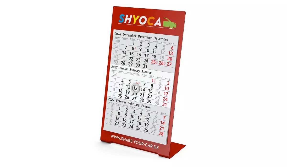 3-Monatskalender 2027 Desktop 3 Color 2-Jahre