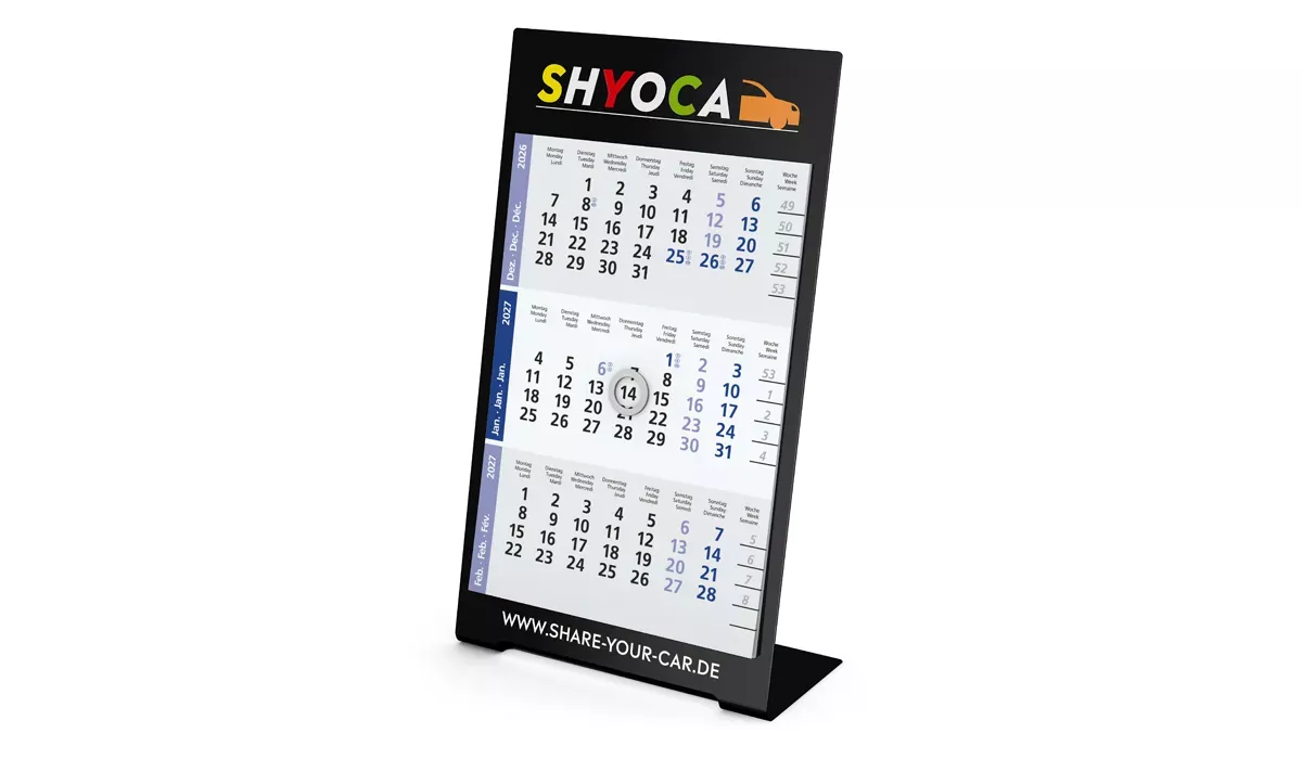 3-Monatskalender 2027 Desktop 3 Color 2-Jahre