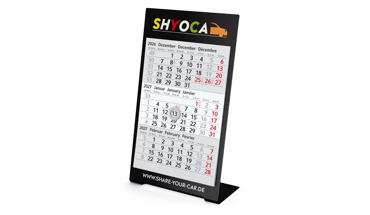 3-Monatskalender 2027 Desktop 3 Color 2-Jahre