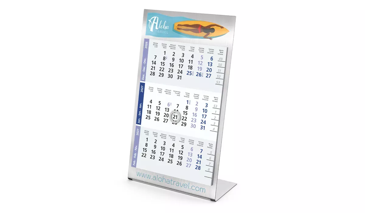 3-month calendar 2027 Desktop 3 Steel 2-years