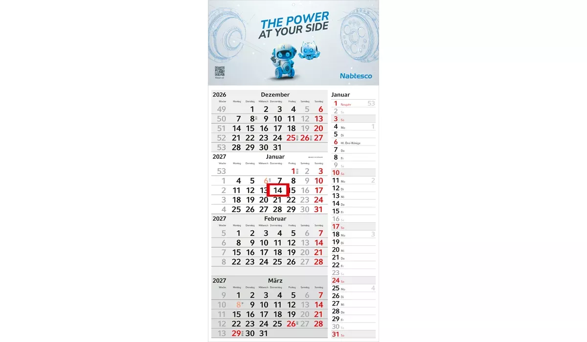 4-month calendar 2027 Konzept 4 Post