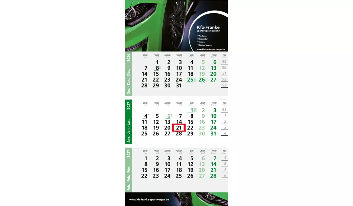 3-month calendar 2027 Logic 3 Post B