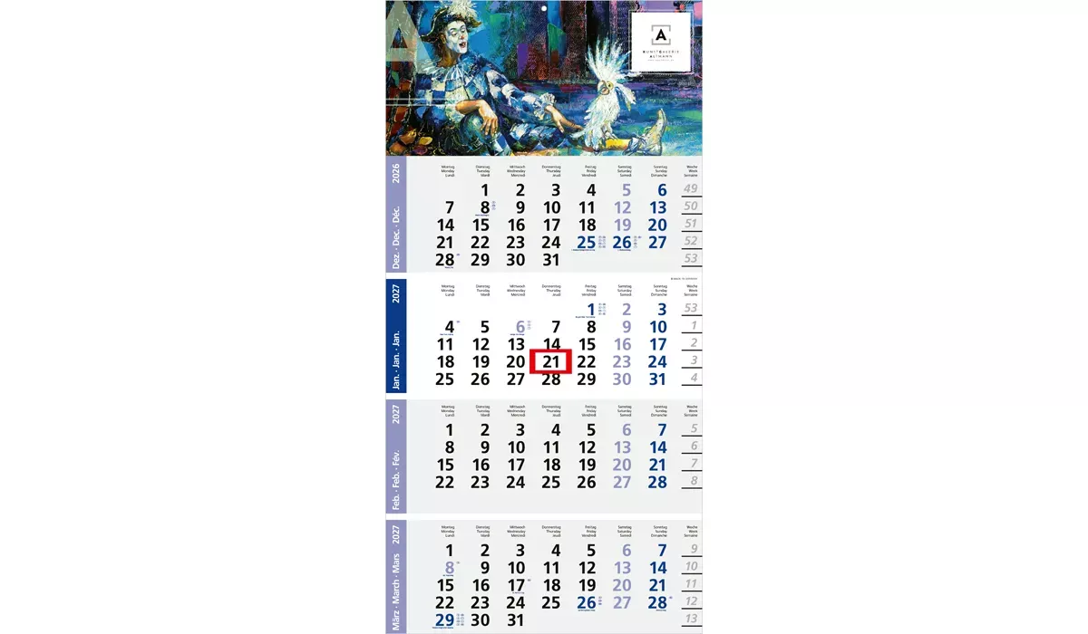 4-Monatskalender 2027 Logic 4 Post A
