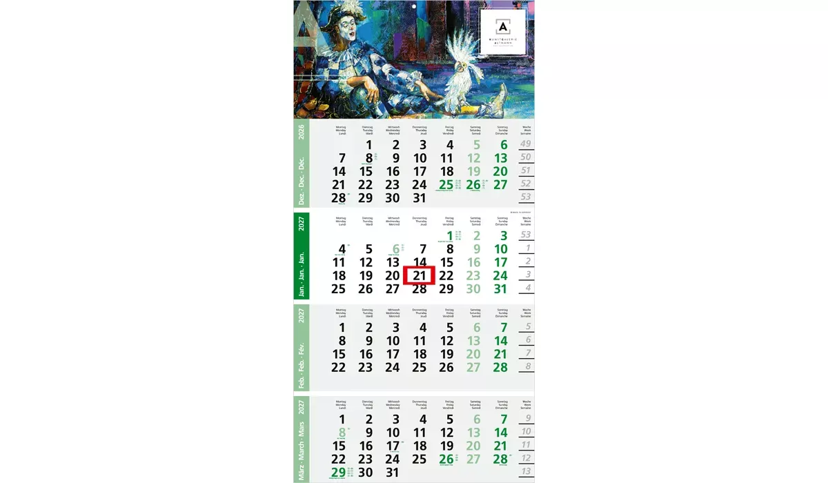 4-Monatskalender 2027 Logic 4 Post A