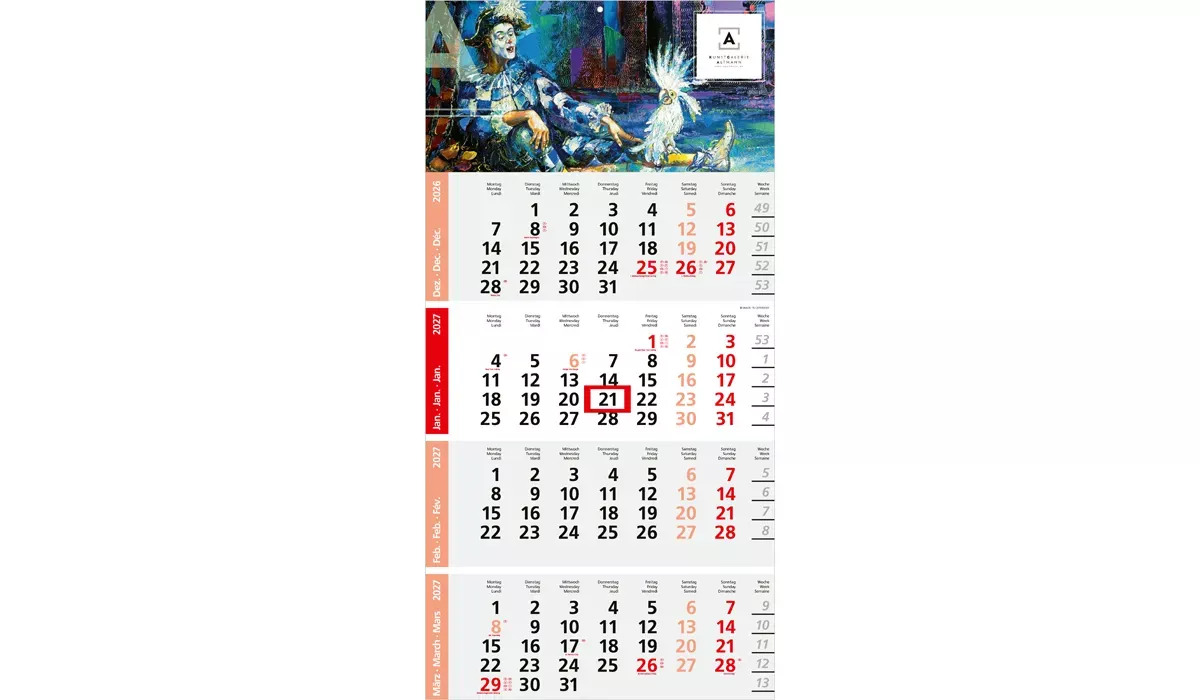 4-Monatskalender 2027 Logic 4 Post A