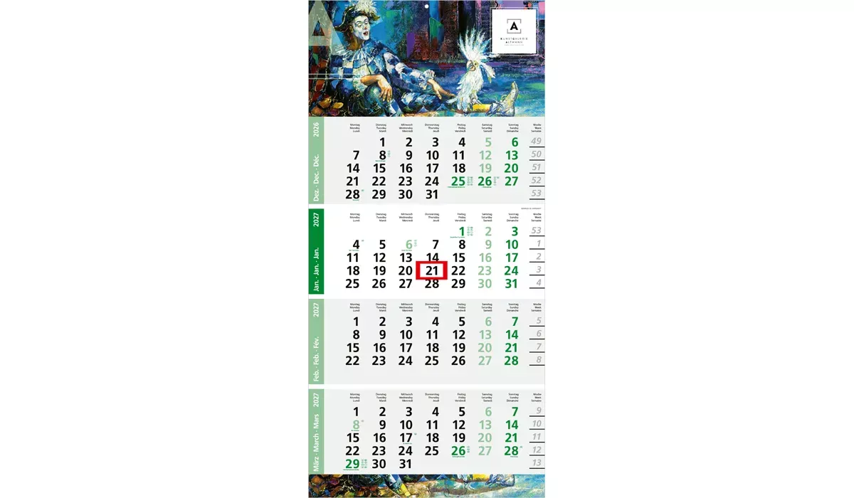 4-month calendar 2027 Logic 4 Post B