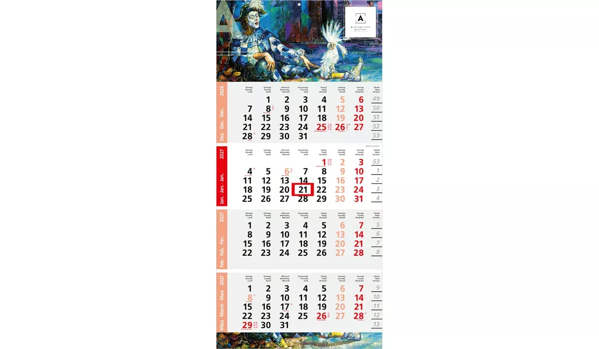 4-month calendar 2027 Logic 4 Post B