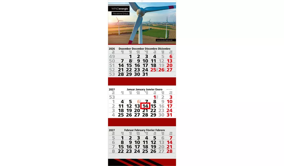 3-month calendar 2027 Maxi 3 Post Plus