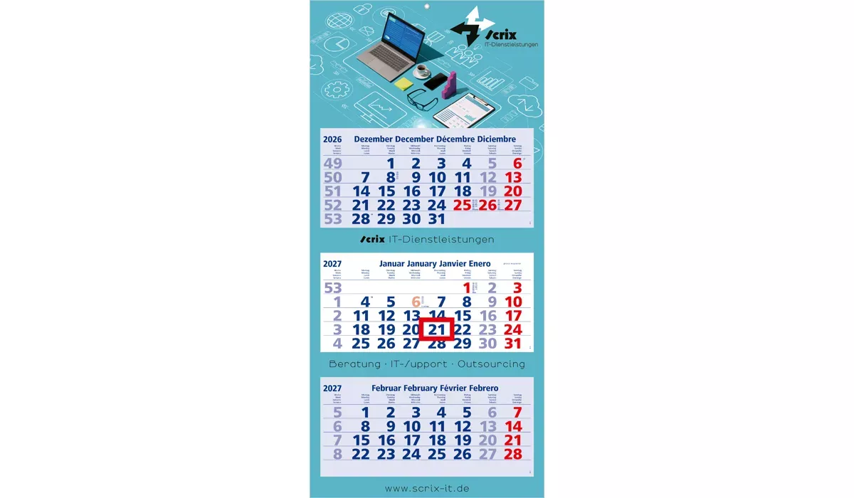 3-Monatskalender 2027 Maxi Light 3