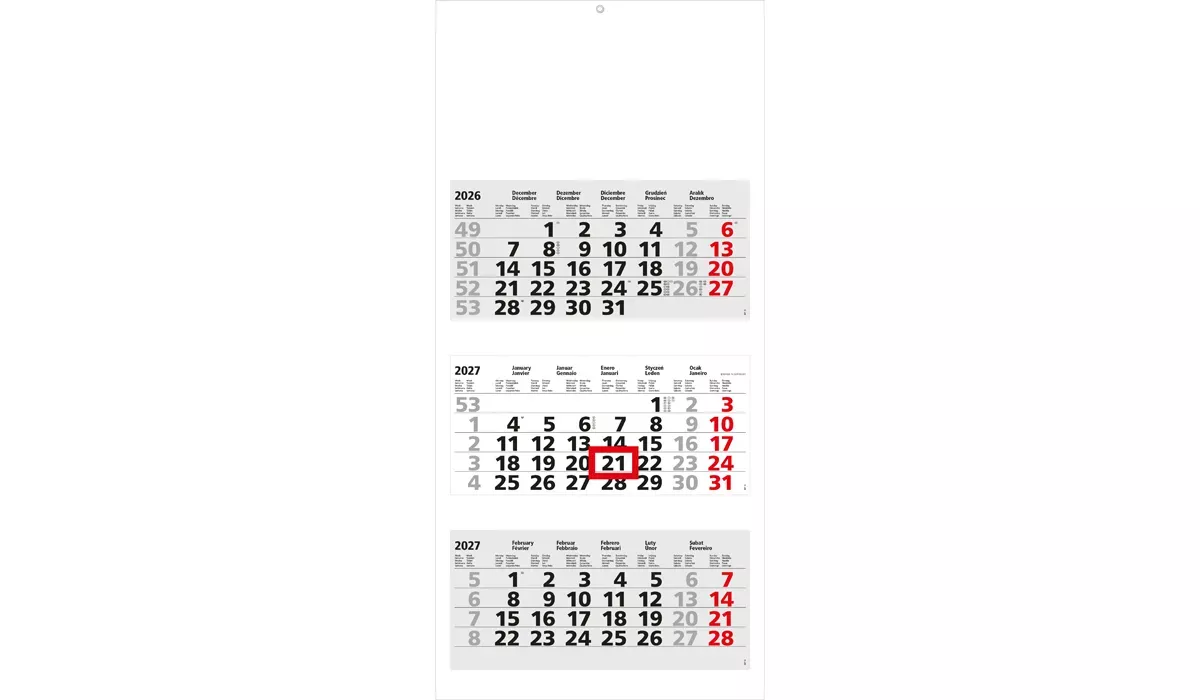 3-Monatskalender 2027 Maxi Light 3