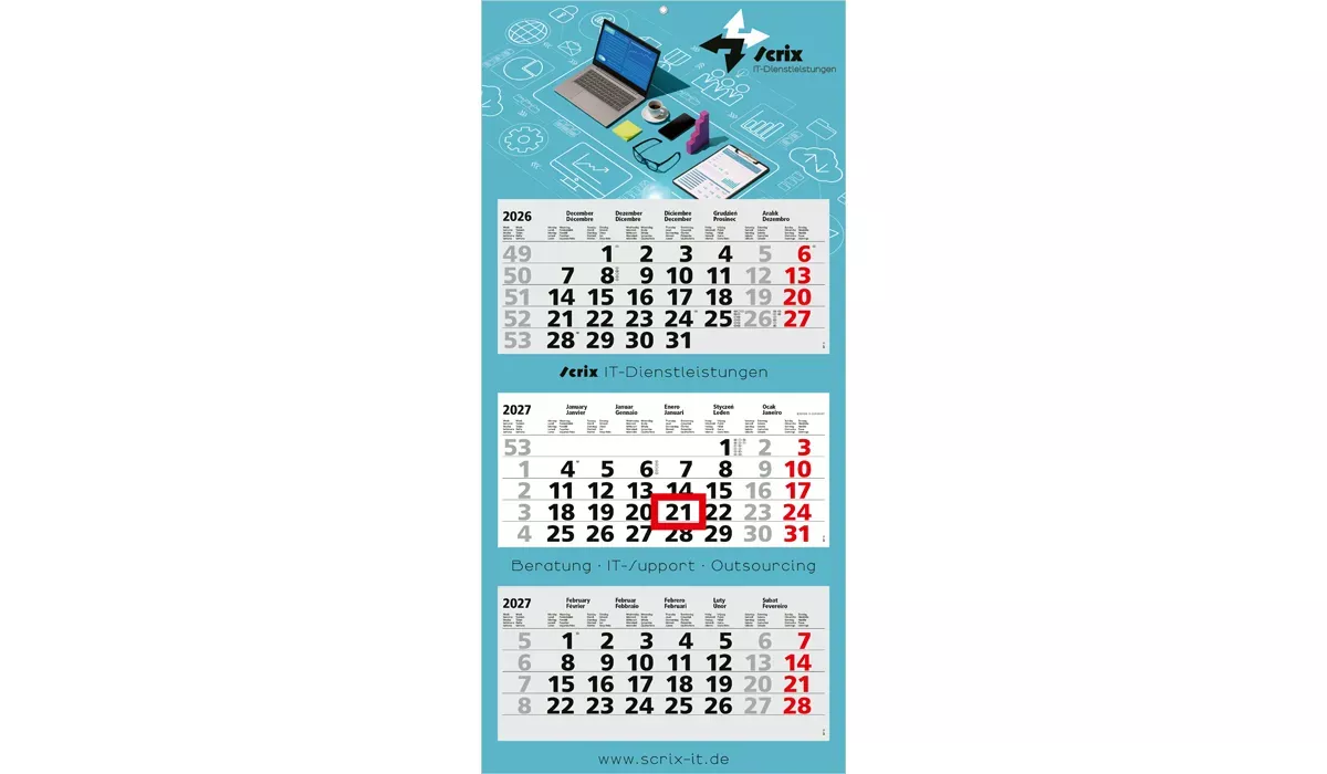 3-Monatskalender 2027 Maxi Light 3